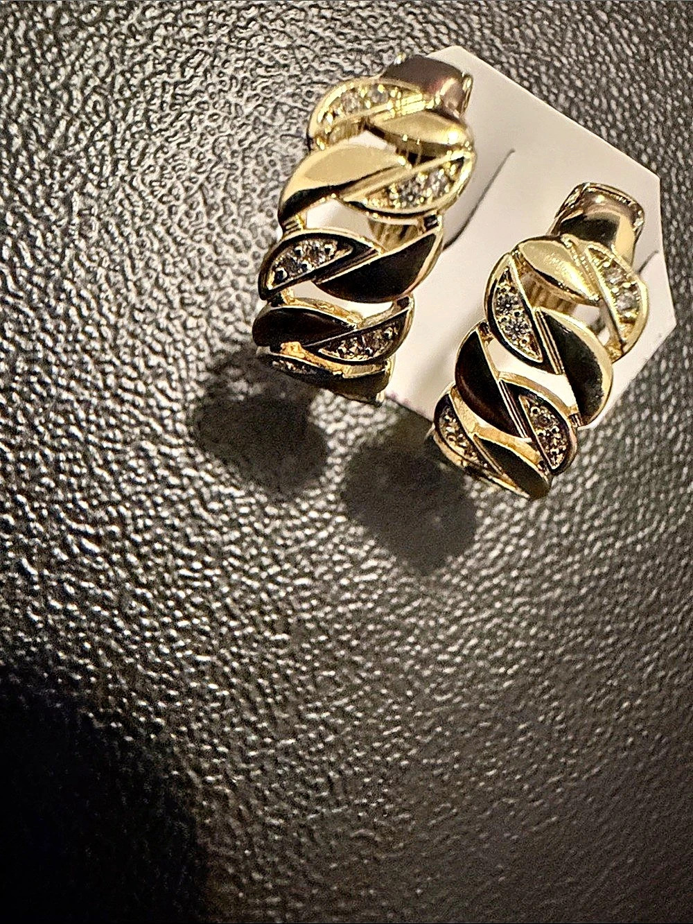 Gold-Tone Textured Hoop Earrings Like New
